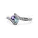 1 - Eleni Iolite and Aquamarine with Side Diamonds Bypass Ring 