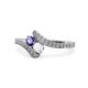 1 - Eleni Iolite and White Sapphire with Side Diamonds Bypass Ring 