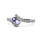 1 - Eleni Iolite and Tanzanite with Side Diamonds Bypass Ring 