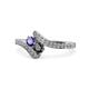 1 - Eleni Iolite and Black Diamond with Side Diamonds Bypass Ring 