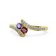 1 - Eleni Iolite and Ruby with Side Diamonds Bypass Ring 