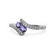 1 - Eleni Iolite with Side Diamonds Bypass Ring 
