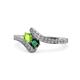 1 - Eleni Peridot and Emerald with Side Diamonds Bypass Ring 