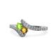 1 - Eleni Peridot and Citrine with Side Diamonds Bypass Ring 