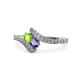 1 - Eleni Peridot and Iolite with Side Diamonds Bypass Ring 