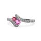 1 - Eleni Rhodolite Garnet and Pink Sapphire with Side Diamonds Bypass Ring 