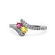 1 - Eleni Rhodolite Garnet and Yellow Sapphire with Side Diamonds Bypass Ring 