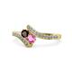 1 - Eleni Red Garnet and Pink Sapphire with Side Diamonds Bypass Ring 