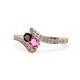1 - Eleni Red Garnet and Pink Sapphire with Side Diamonds Bypass Ring 