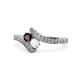 1 - Eleni Red Garnet and White Sapphire with Side Diamonds Bypass Ring 