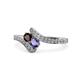 1 - Eleni Red Garnet and Iolite with Side Diamonds Bypass Ring 