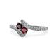 1 - Eleni Red Garnet and Ruby with Side Diamonds Bypass Ring 
