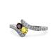 1 - Eleni Red Garnet and Yellow Sapphire with Side Diamonds Bypass Ring 