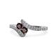 1 - Eleni Red Garnet with Side Diamonds Bypass Ring 