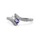 1 - Eleni Round Diamond and Iolite with Side Diamonds Bypass Ring 