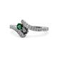 1 - Eleni Emerald and Black Diamond with Side Diamonds Bypass Ring 