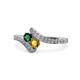 1 - Eleni Emerald and Citrine with Side Diamonds Bypass Ring 