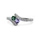 1 - Eleni Emerald and Iolite with Side Diamonds Bypass Ring 