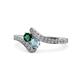 1 - Eleni Emerald and Aquamarine with Side Diamonds Bypass Ring 