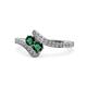 1 - Eleni Emerald with Side Diamonds Bypass Ring 