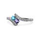 1 - Eleni London Blue Topaz and Iolite with Side Diamonds Bypass Ring 