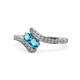 1 - Eleni London Blue Topaz with Side Diamonds Bypass Ring 