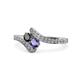 1 - Eleni Black Diamond and Iolite with Side Diamonds Bypass Ring 