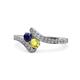1 - Eleni Blue Sapphire and Yellow Diamond with Side Diamonds Bypass Ring 