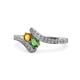 1 - Eleni Citrine and Green Garnet with Side Diamonds Bypass Ring 