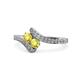 1 - Eleni Yellow Sapphire and Yellow Diamond with Side Diamonds Bypass Ring 