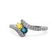 1 - Eleni Yellow Sapphire and Blue Diamond with Side Diamonds Bypass Ring 