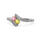 1 - Eleni Pink Tourmaline and Yellow Diamond with Side Diamonds Bypass Ring 