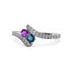 1 - Eleni Amethyst and Blue Diamond with Side Diamonds Bypass Ring 