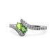1 - Eleni Peridot and Green Garnet with Side Diamonds Bypass Ring 