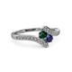 3 - Eleni Emerald and Blue Sapphire with Side Diamonds Bypass Ring 