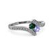 3 - Eleni Emerald and Tanzanite with Side Diamonds Bypass Ring 
