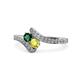 1 - Eleni Emerald and Yellow Diamond with Side Diamonds Bypass Ring 
