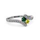 3 - Eleni Emerald and Yellow Diamond with Side Diamonds Bypass Ring 