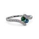 3 - Eleni Emerald and Blue Diamond with Side Diamonds Bypass Ring 