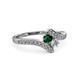 3 - Eleni Emerald and Diamond with Side Diamonds Bypass Ring 