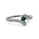 3 - Eleni Emerald and White Sapphire with Side Diamonds Bypass Ring 
