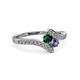 3 - Eleni Emerald and Iolite with Side Diamonds Bypass Ring 