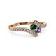 3 - Eleni Emerald and Iolite with Side Diamonds Bypass Ring 