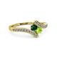 3 - Eleni Emerald and Peridot with Side Diamonds Bypass Ring 