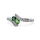1 - Eleni Emerald and Green Garnet with Side Diamonds Bypass Ring 