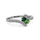 3 - Eleni Emerald and Green Garnet with Side Diamonds Bypass Ring 