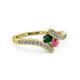 3 - Eleni Emerald and Rhodolite Garnet with Side Diamonds Bypass Ring 