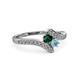 3 - Eleni Emerald and Aquamarine with Side Diamonds Bypass Ring 