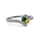 3 - Eleni Emerald and Yellow Sapphire with Side Diamonds Bypass Ring 
