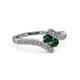 3 - Eleni Emerald with Side Diamonds Bypass Ring 